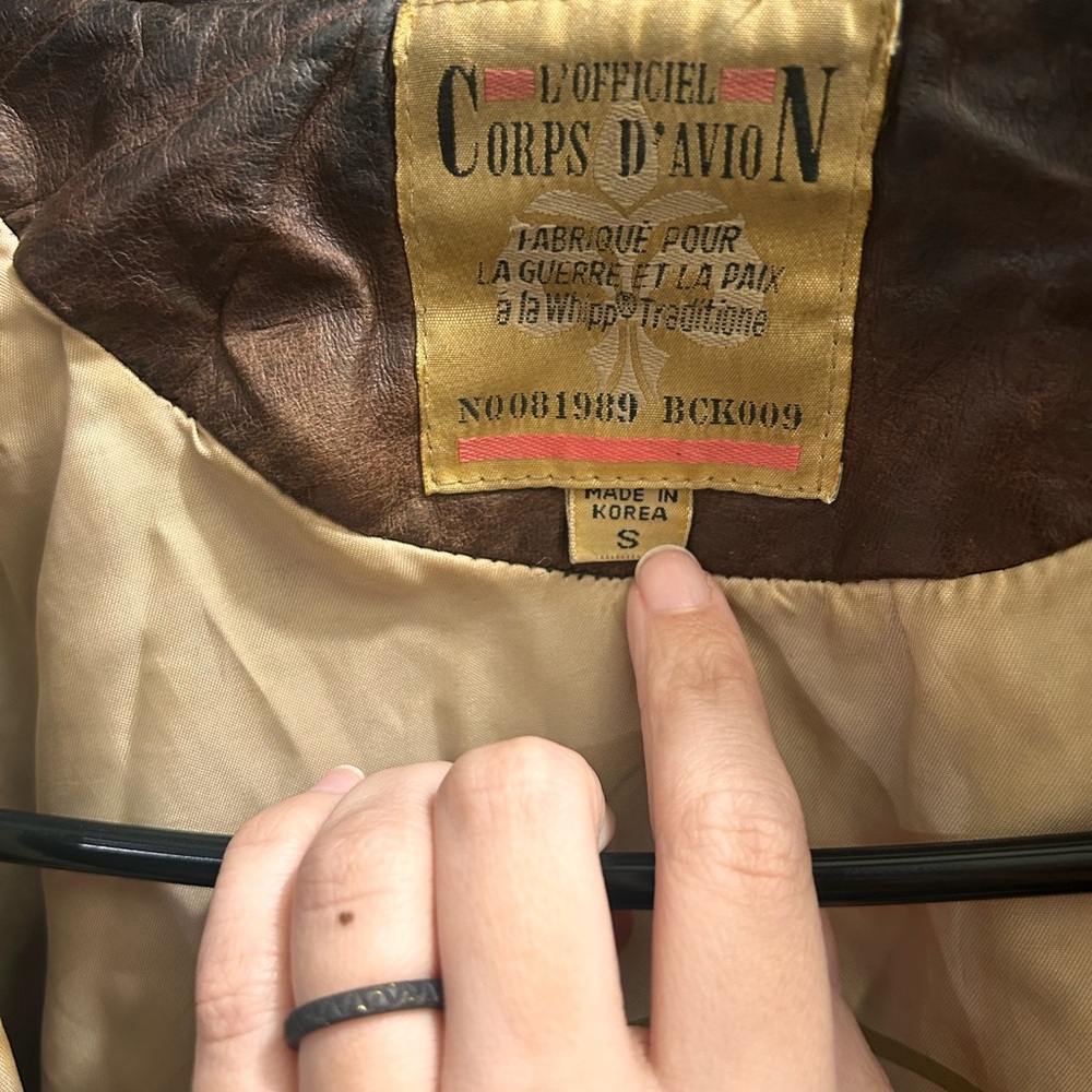 Vintage Brown Leather Bomber Jacket